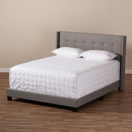 Baxton Studio Lisette Modern Grey Upholstered Queen Size Bed 150-8847